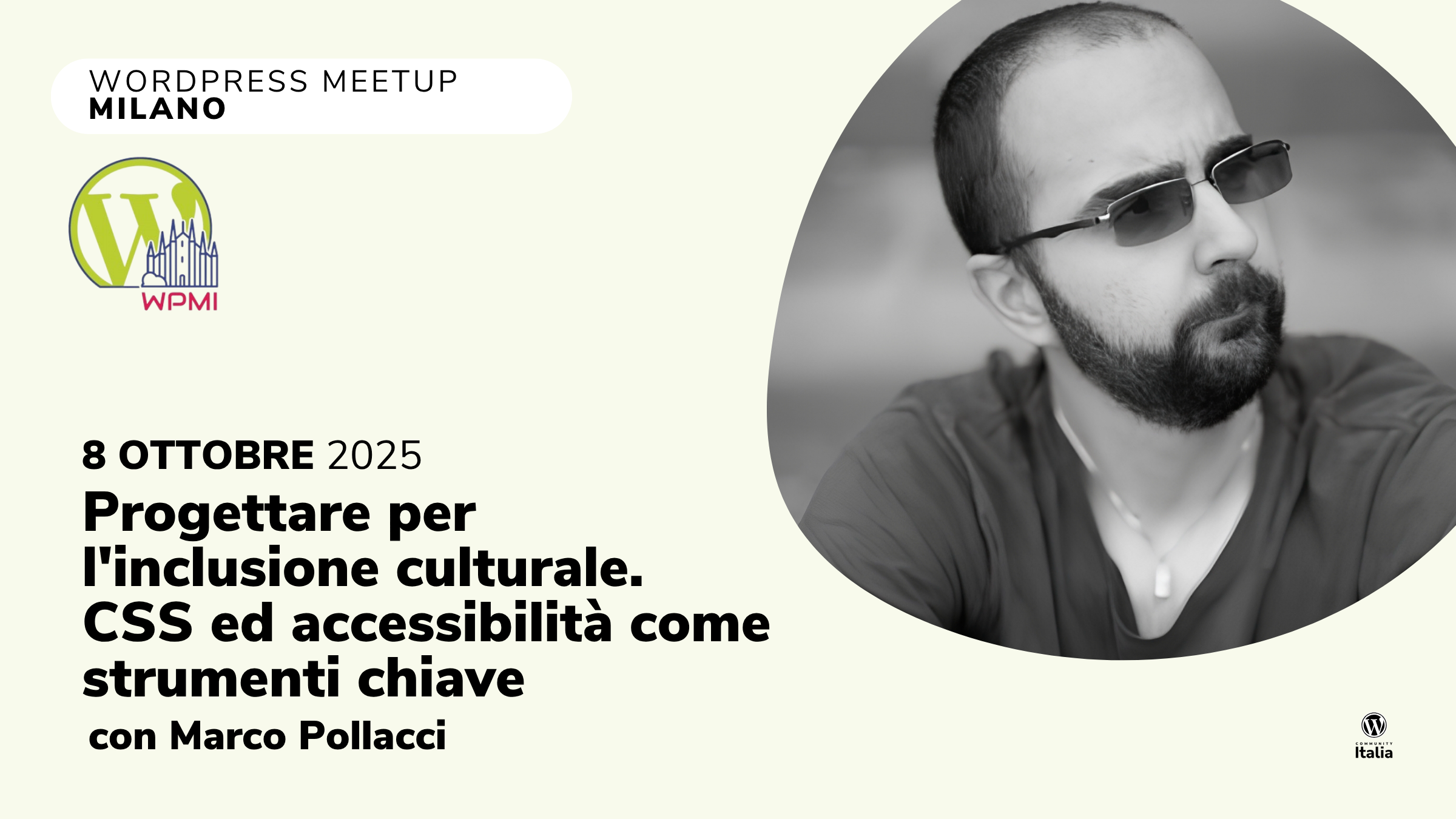 WordPress Meetup Ottobre 2025: Progettare per l’inclusione culturale.